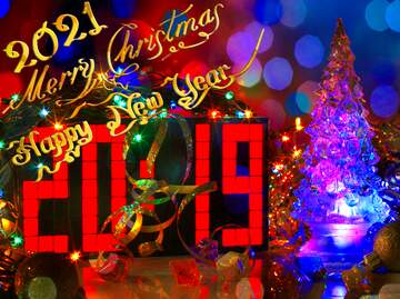 FX №176676 2019 New Year Card Merry Christmas background  bokeh