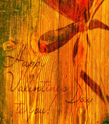 FX №176006 Happy Valentine`s Greeting Card wood background