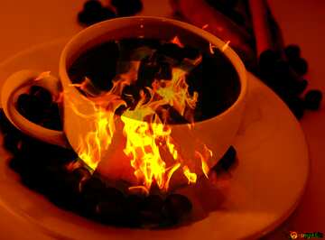 FX №176592 Hot coffee with Fire Flame