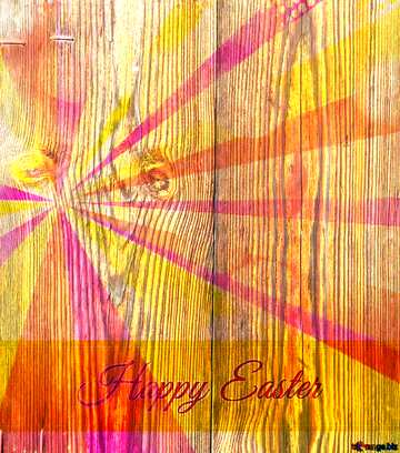 FX №176010 Stained wood Card with Happy Easter write text on vintage  Colors rays background