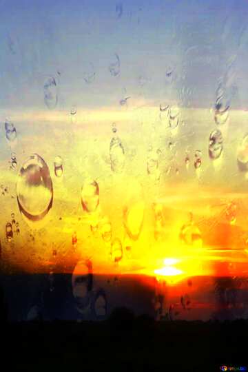 FX №176399 Sunset card Drops of dew on glass