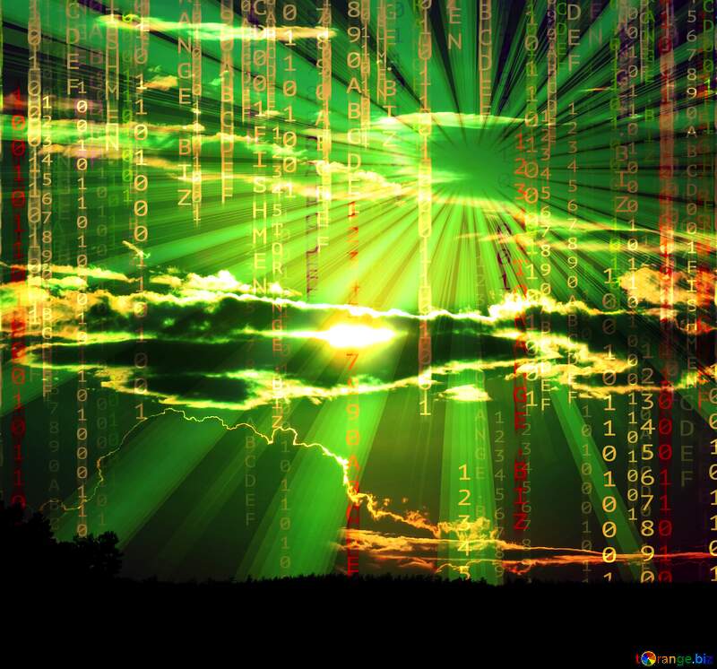 Beautiful sunset Digital matrix style background №36400