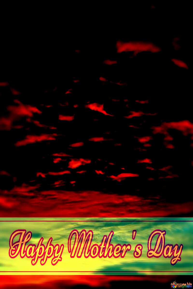 Dark Red sunset background with Lettering Happy Mothers Day №44615