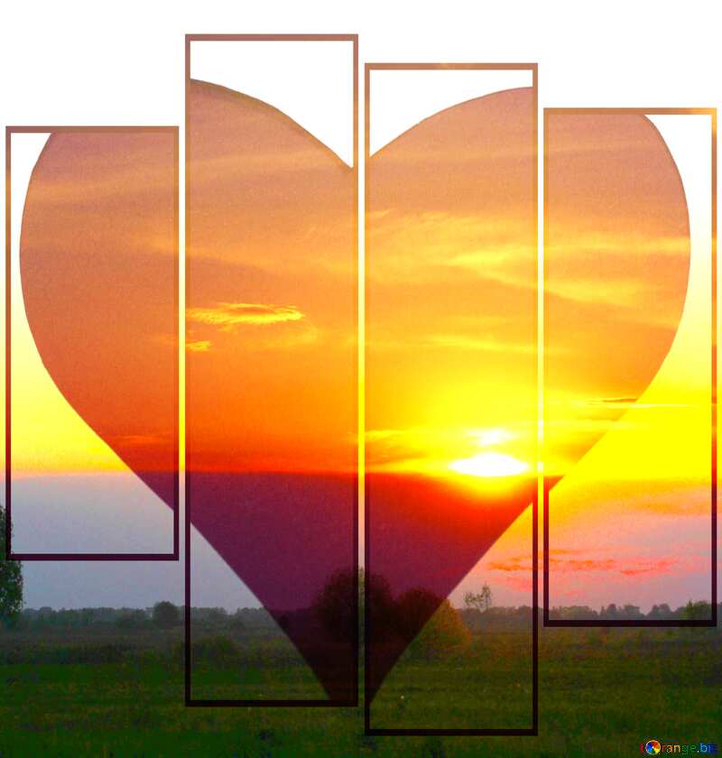 Heart love background with sunset sky №32445