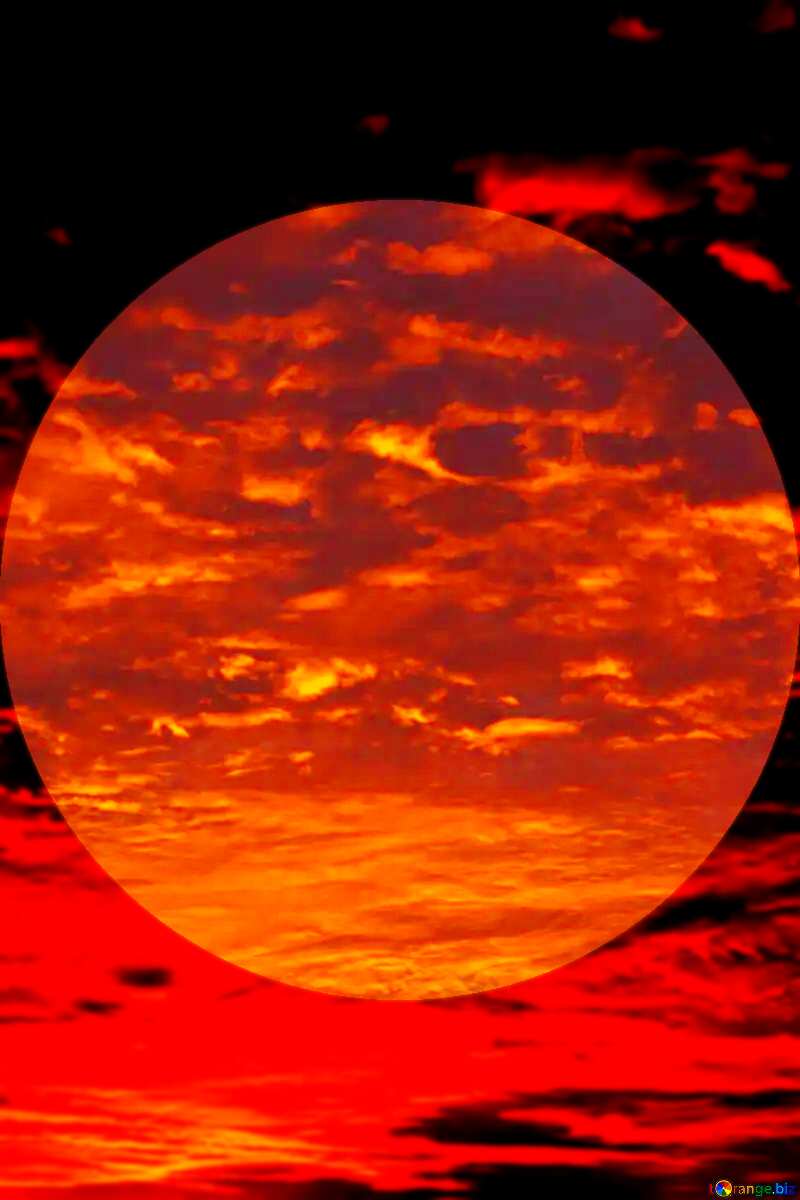 Red sunset circle frame №44615