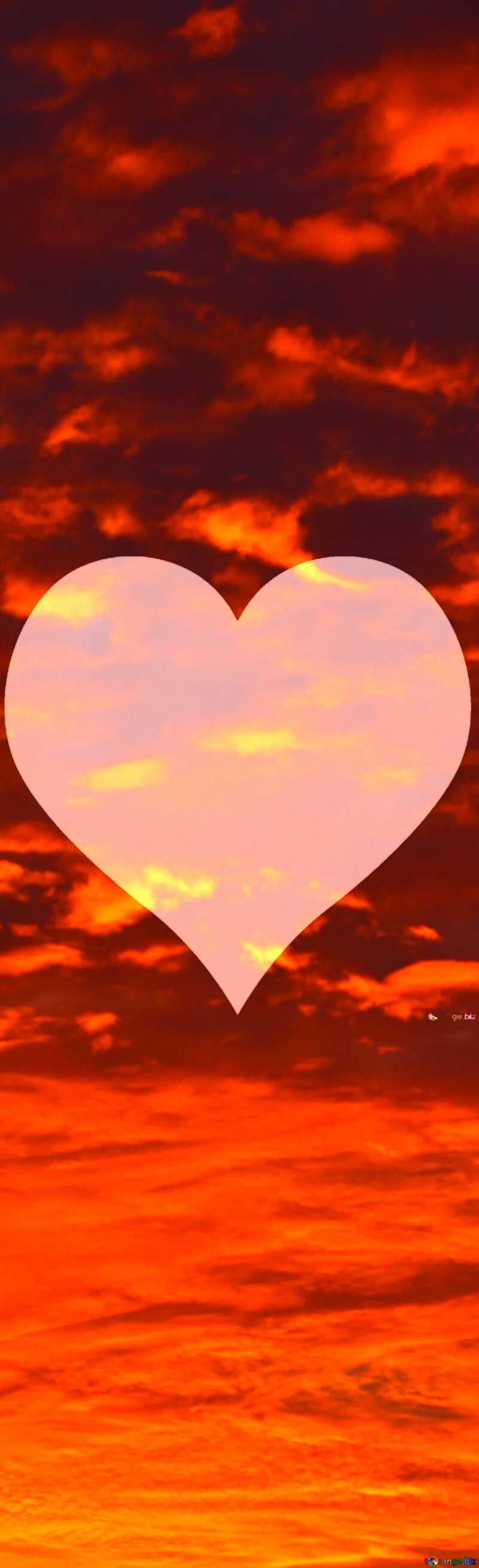 Red sunset Love Heart banner background №44615