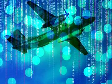 FX №177505 Airplane aviation`s  Digital matrix style background