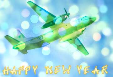 FX №177472 Airplane in sky  Happy New Year bokeh background