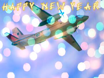 FX №177473 Airplane in sky  Happy New Year bokeh background
