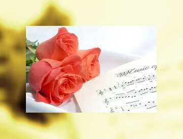 FX №177010 Card greetings music rose and notes blank template