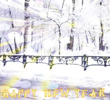 FX №177410 Snow City Park Happy New Year Greeting card Happy New Year Background