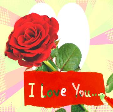 FX №177677 Retro style i love you card with rose flower