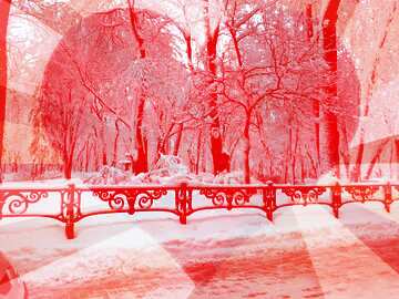 FX №177413 Snow City Park Card Heart Colors rays Love card background