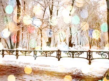 FX №177394 Snow City Park winter lights background