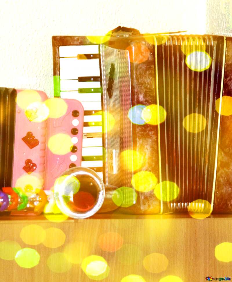  Accordion saxophone  Collection bokeh card background №10844