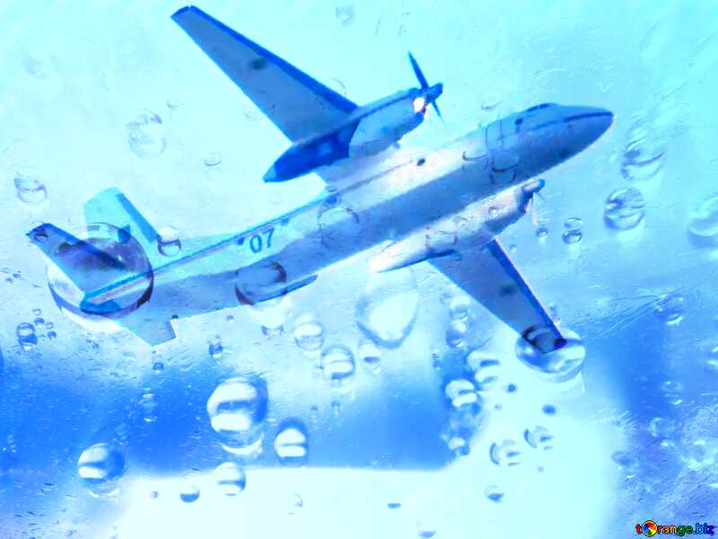 Airplane  Beautiful background Drops Rain №34533