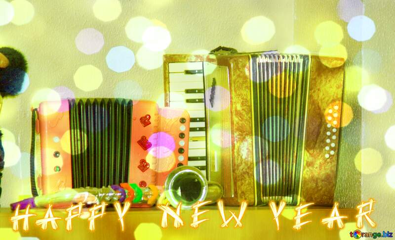  Happy New Year background with musical instrument №10844