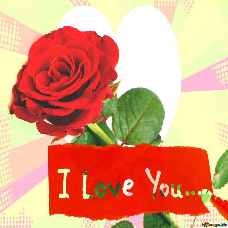 Retro style i love you card with rose flower №16891
