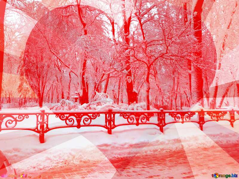 Snow City Park Card Heart Colors rays Love card background №15605