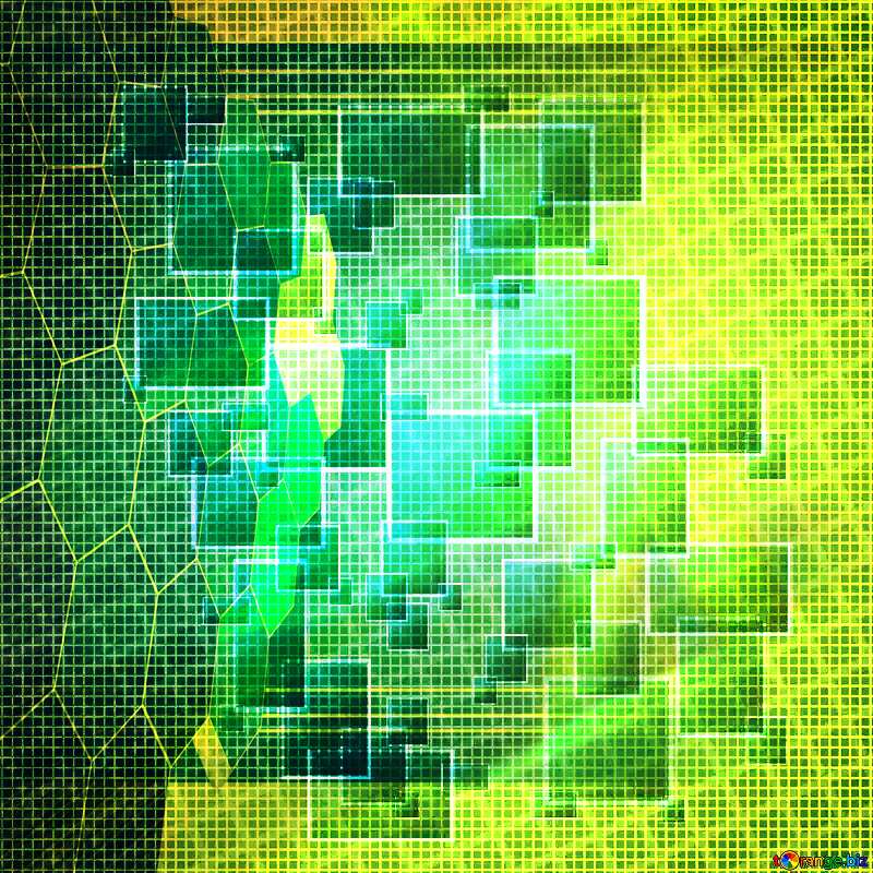 Technology green background tech abstract squares of the grid cell line ruler texture techno modern computer pattern overlay Tech business information concept image for presentation №49678