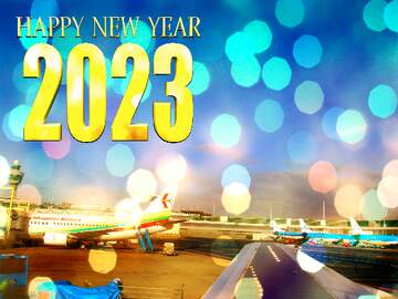 FX №178899 Aircraft  Background Card Happy  New Year 2023 Merry Christmas