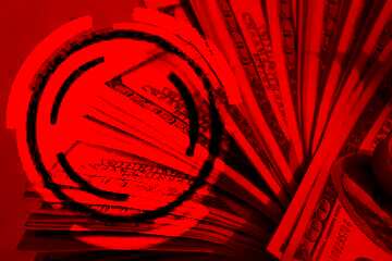 FX №178785 Bank money danger  Infographics circle frame Red Card Background