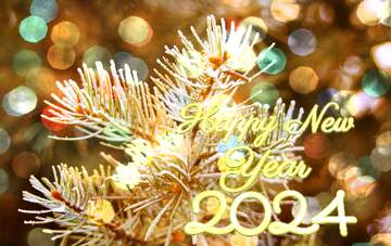 FX №178959 Frosty spruce branch  Happy New Year 2024 Card Background