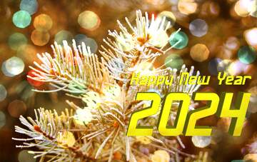 FX №178960 Frosty spruce branch  Happy New Year 2024 Card Background