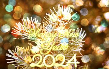 FX №178962 Frosty spruce branch  Happy New Year 2024 Card Background