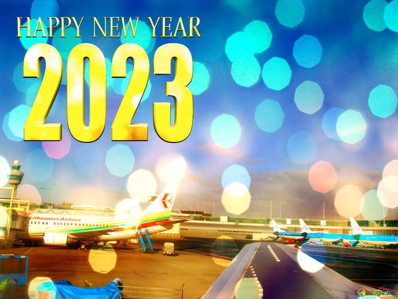 Aircraft  Background Card Happy  New Year 2023 Merry Christmas №362