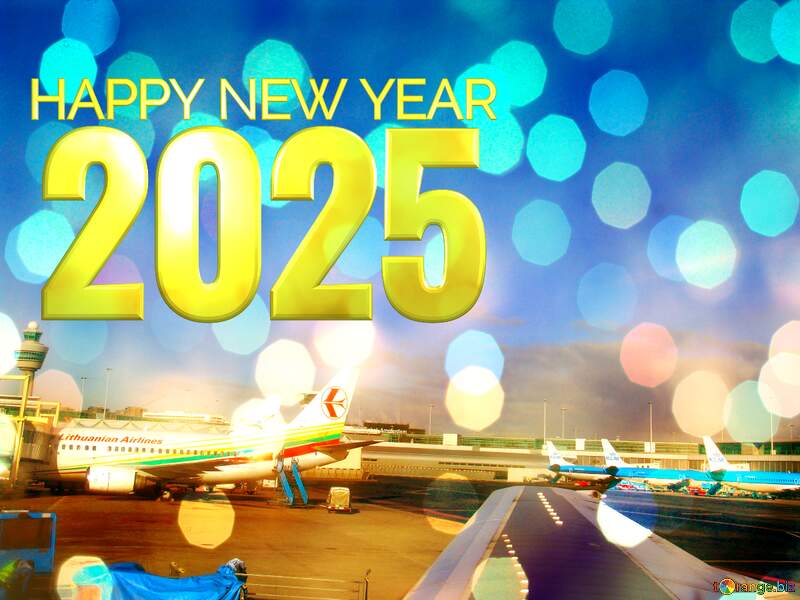 Aircraft  Background Card Happy  New Year 2025 Merry Christmas №362