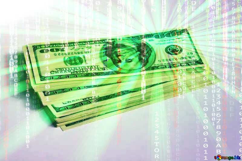 Dollars US Money Digital Matrix Style Background Concept Business Digital Art №1473