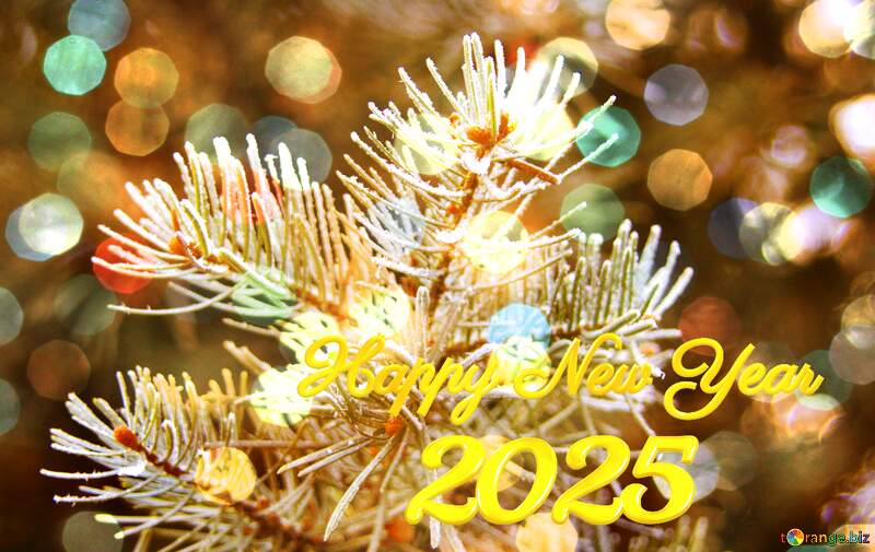 Frosty spruce branch  Happy New Year 2024 Card Background №426