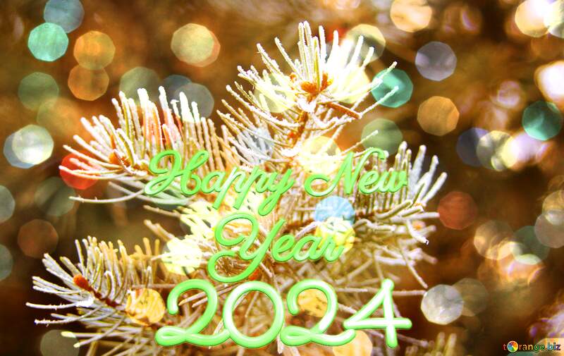 Frosty spruce branch  Happy New Year 2024 Card Background №426