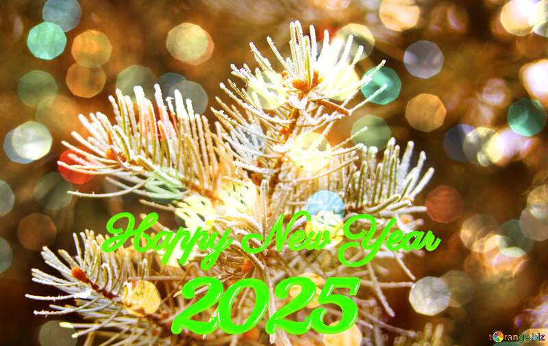 Frosty spruce branch  Happy New Year 2024 Card Background №426