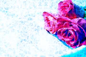 FX №179232  Bouquet Frozen Roses  Art Cards Background