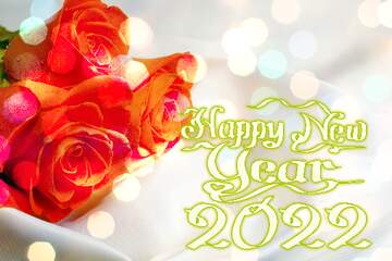 FX №179208 Bouquet  Roses Happy New Year Card Background