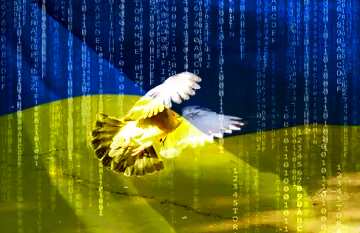 FX №179138  Pigeon flies Ukrainian Hackers Art Background