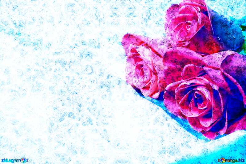  Bouquet Frozen Roses  Art Cards Background №7244