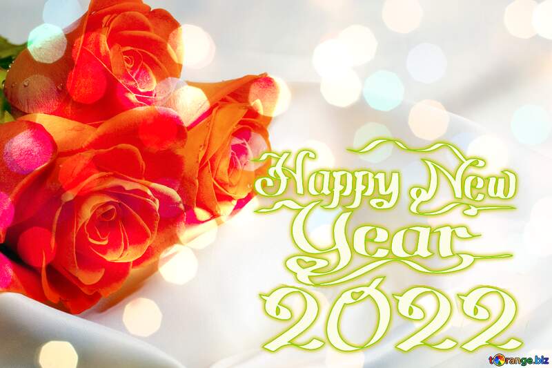 Bouquet  Roses Happy New Year Card Background №7244