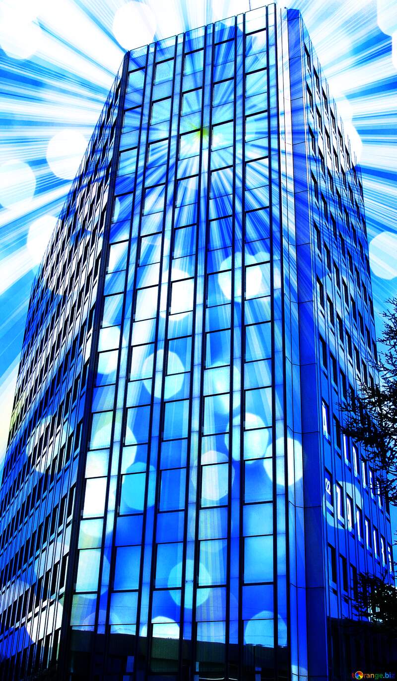 Common modern business skyscrapers, high-rise buildings, architecture raising to the sky, sun. Concepts of financial, economics, future  Illustration Background №368