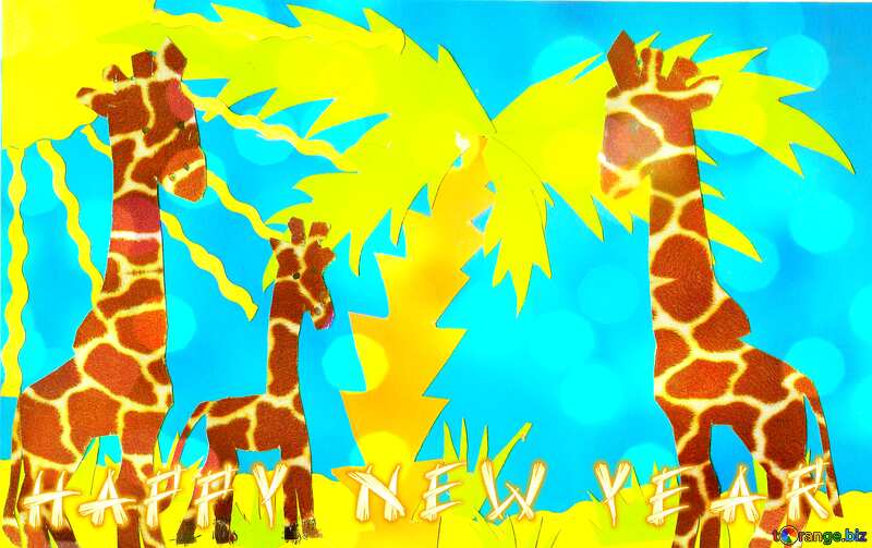 Giraffe Greeting Card  Happy New Year №18671