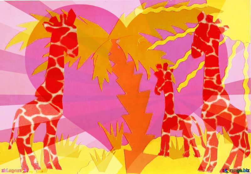 Giraffe Greeting Card with heart №18671