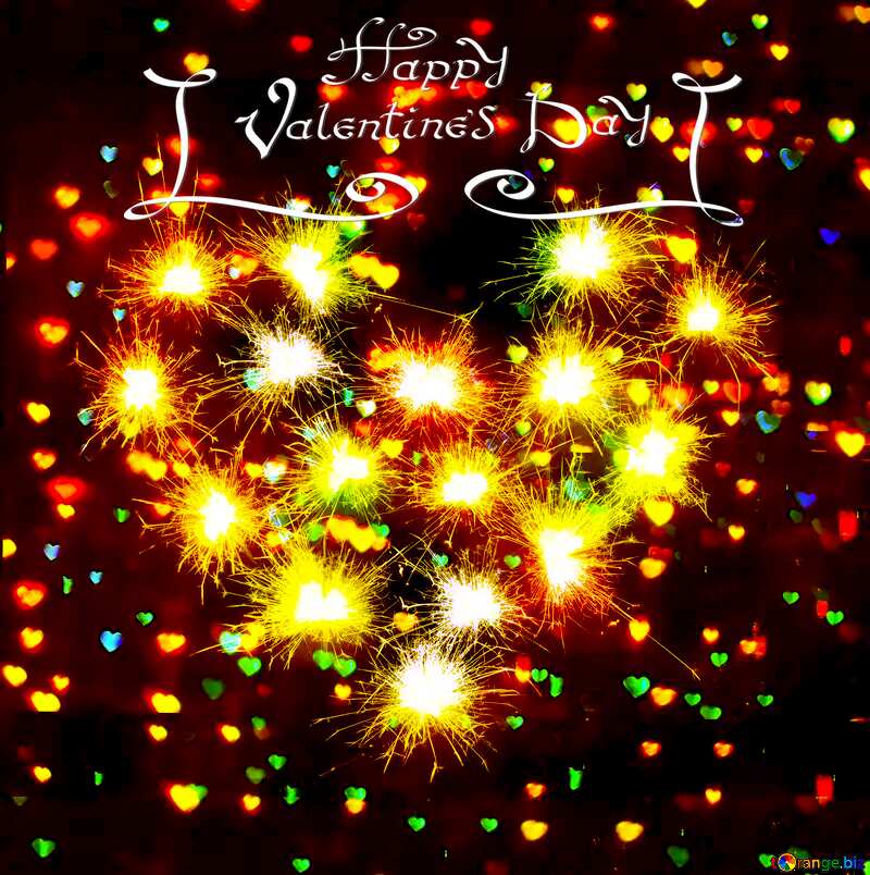 Happy Valentines Day heart spark background №25595