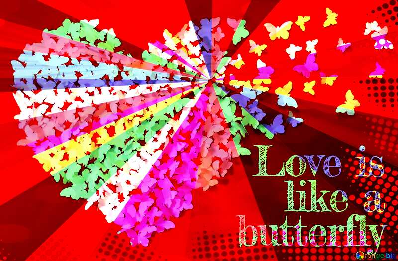 Vintage style card Love is like a butterfly. №49682