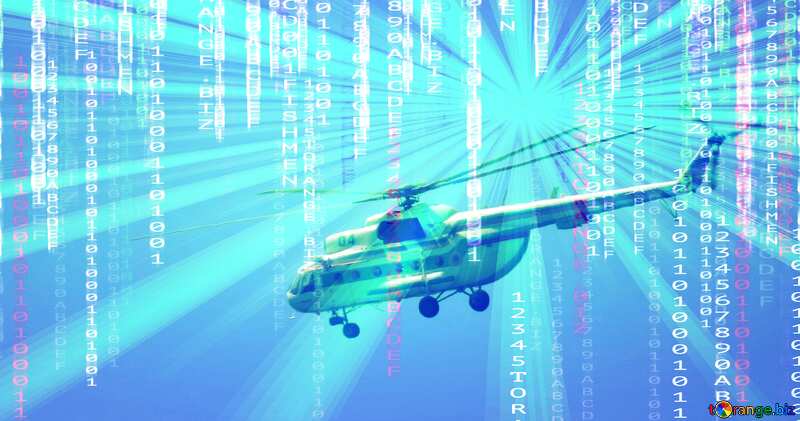 Military helicopter matrix style background digital rays №44505