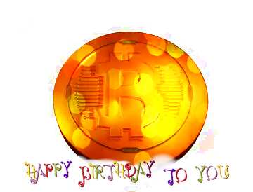 FX №181803 Bitcoin gold Happy Birthday Card Background