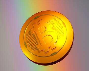 FX №181939 Bitcoin gold light coin Background rainbow