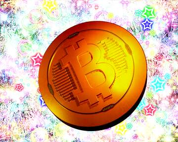 FX №181991 Bitcoin gold light coin Celebratory bright background