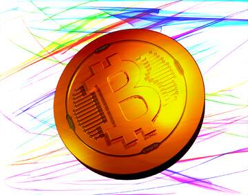FX №181984 Bitcoin gold light coin Colorful background